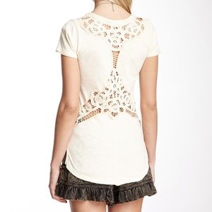 🆕FREE PEOPLE BATTENBURG Tee IVORY Large‼️